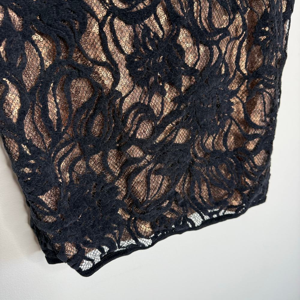 Tadashi Shoji Vita Sequin Floral Lace Over Bodycon Mini Dress 2 Black Sheath - Picture 11 of 13